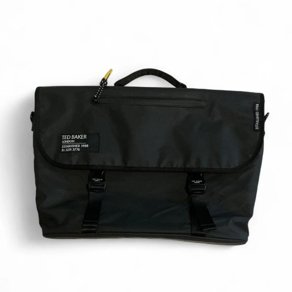 Ted Baker‎ Strole Messenger Bag Mens OS Black Good Laptop Commuter Flap Buckle